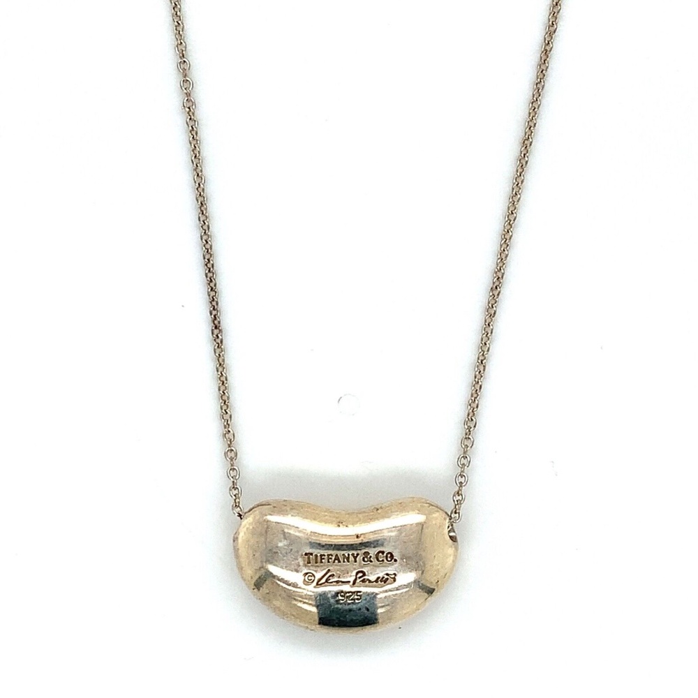 Tiffany & Co. Elsa Peretti Bean Pendant Necklace in 925 Silver W/ Chain
